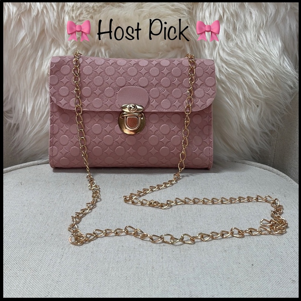 MINI TEXTURED PUSH LOCK PINK CROSSBODY BAG - Picture 1 of 15